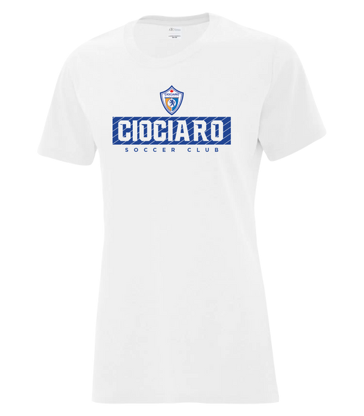 Ciociaro Soccer Club Block Letters Ladies Cotton T-Shirt with Printed logo