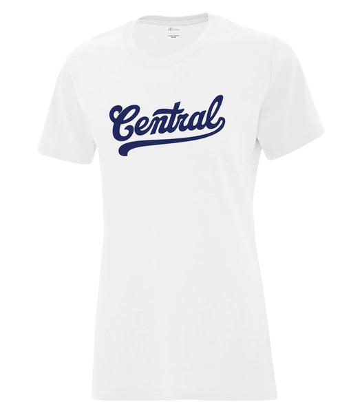 "Central" Ladies Cotton T-Shirt with Printed Logo