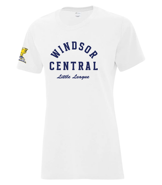 "Windsor Central Little League" Ladies Cotton T-Shirt with Printed Logo