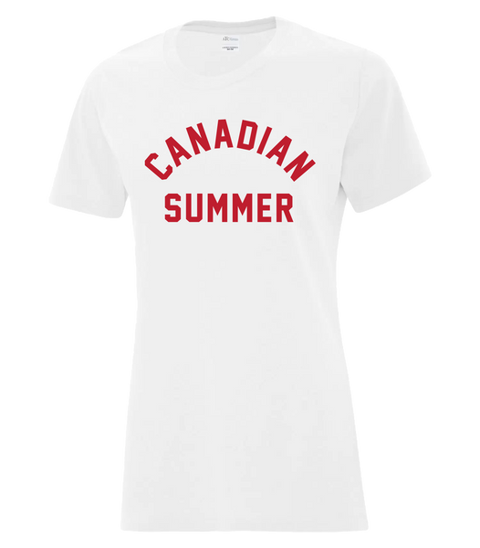 "Canadian Summer" Ladies Cotton T-Shirt with Printed Logo