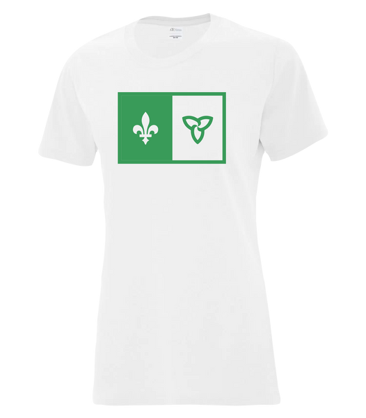 "Franco-Ontarien Flag" Ladies Cotton T-Shirt with Printed logo
