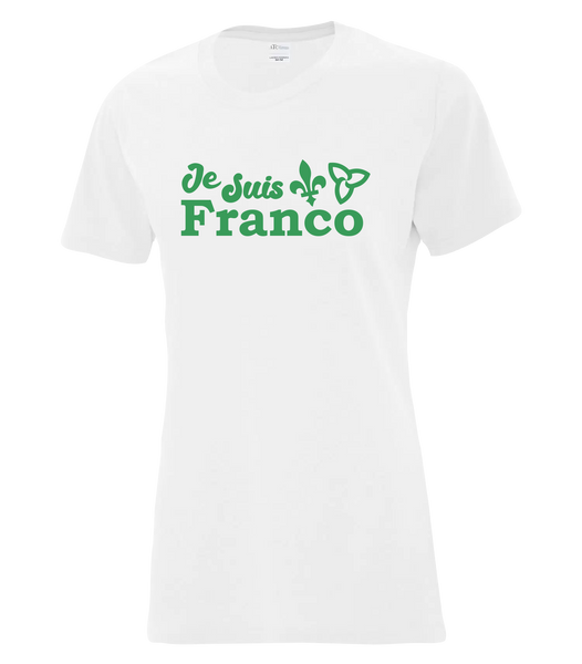 "Je Suis Franco" Ladies Cotton T-Shirt with Printed logo