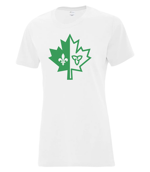 "Franco-Ontarien Maple Leaf" Ladies Cotton T-Shirt with Printed logo