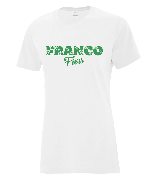 "Franco Script Fiers" Ladies Cotton T-Shirt with Printed logo