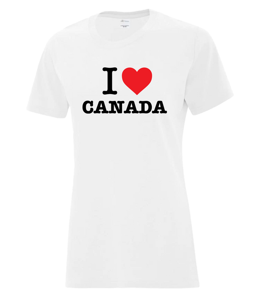 "I Heart Canada" Ladies Cotton T-Shirt with Printed Logo