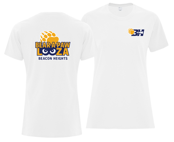 Bear-A-Paw-Looza Ladies Cotton T-Shirt with Printed Front & Back Logos