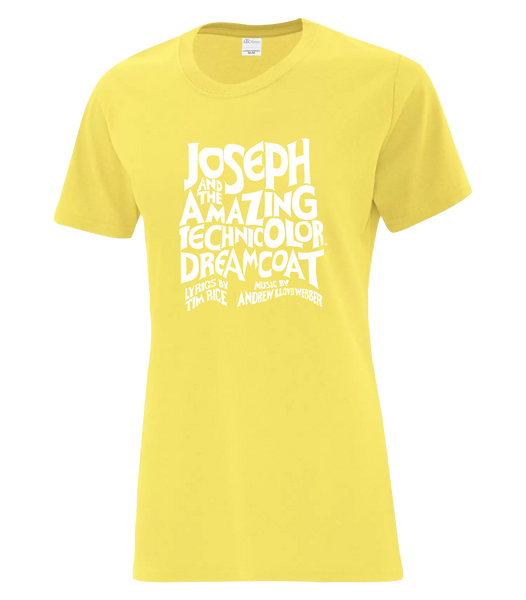 "Joseph and the Amazing Technicolor Dreamcoat" Ladies Cotton T-Shirt with Printed Logo
