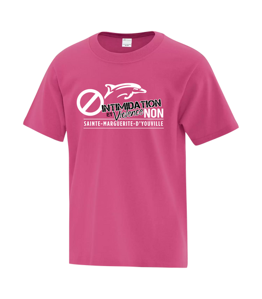 Dauphins "Intimidation et Violence Non" Youth Cotton T-Shirt with Printed Logo