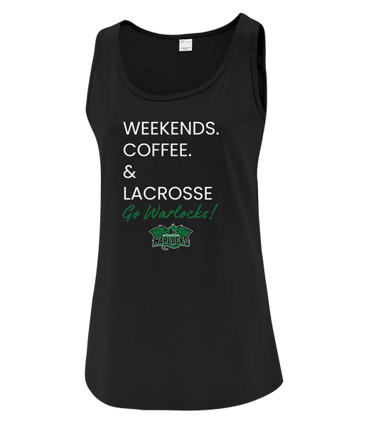 Windsor Warlocks Weekends. Coffee & Lacrosse Ladies Cotton Tank Top