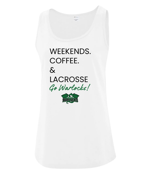 Windsor Warlocks Weekends. Coffee & Lacrosse Ladies Cotton Tank Top