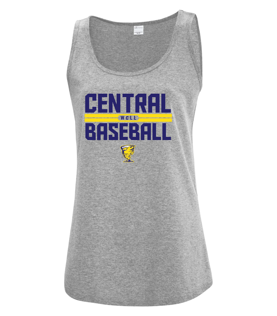 Central Baseball Ladies Flowy Racerback Tank with Printed Logo