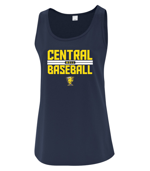 Central Baseball Ladies Flowy Racerback Tank with Printed Logo