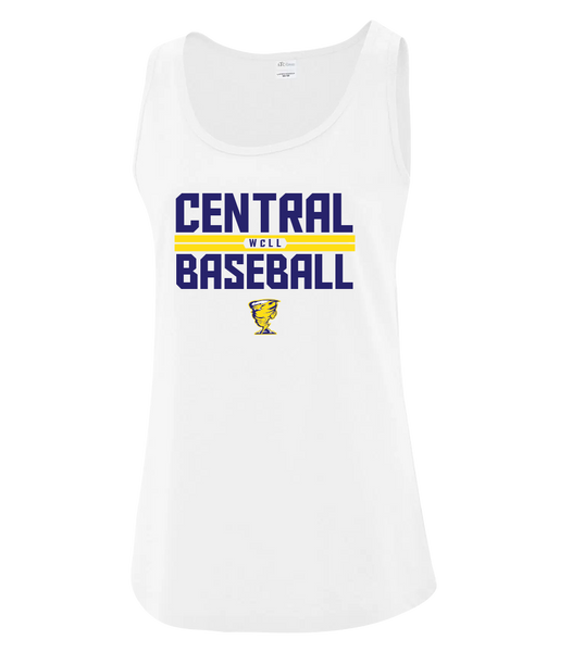 Central Baseball Ladies Flowy Racerback Tank with Printed Logo