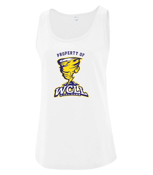 "Property of WCLL" Ladies Flowy Racerback Tank with Printed Logo