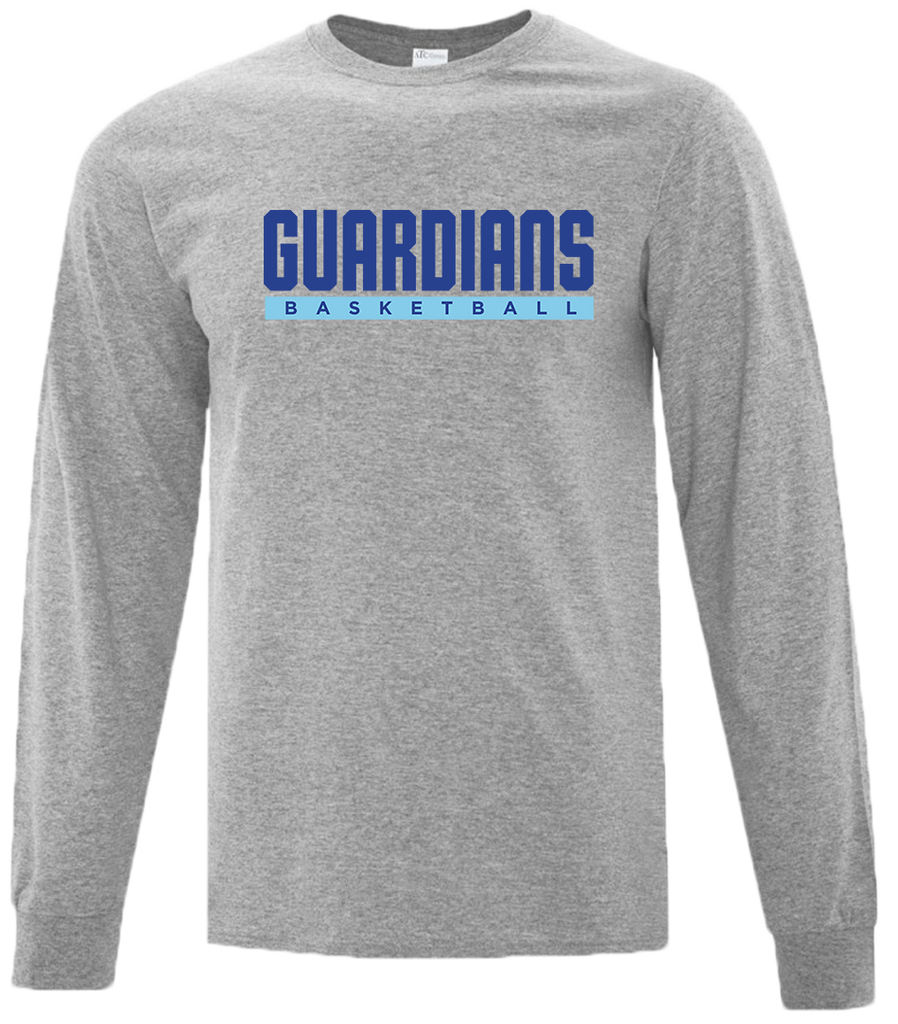 Guardians Basketball Block Letters Adult Cotton Long Sleeve with Printed Logo