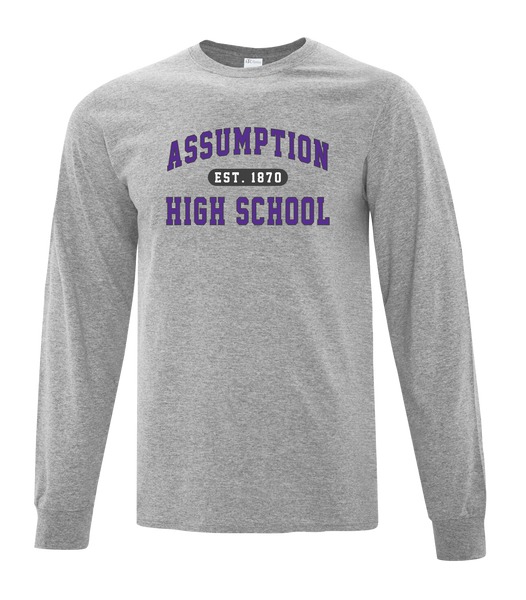 "Assumption High School Est. 1870" Adult Cotton Long Sleeve with Printed Logo