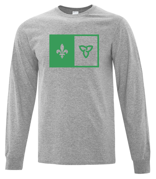 "Franco-Ontarian Flag" Adult Cotton Long Sleeve with Printed Logo