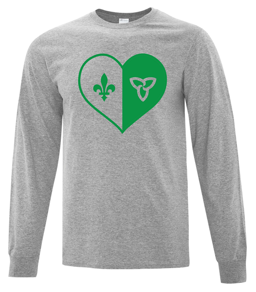 "Franco-Ontarian Heart" Youth Cotton Long Sleeve with Printed Logo