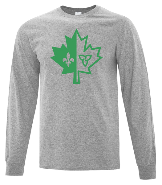 "Franco-Ontarian Maple Leaf" Adult Cotton Long Sleeve with Printed Logo