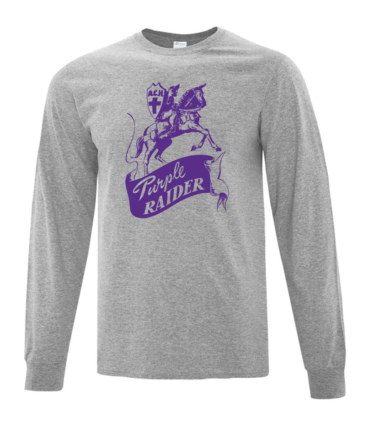 "Assumption Purple Raiders" Adult Cotton Long Sleeve with Printed Logo