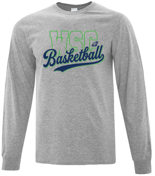 WSC Basketball Script Adult Cotton Long Sleeve with Printed Logo