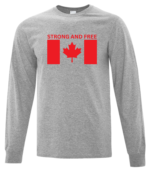 "Stong And Free" Youth Cotton Long Sleeve with Printed Logo