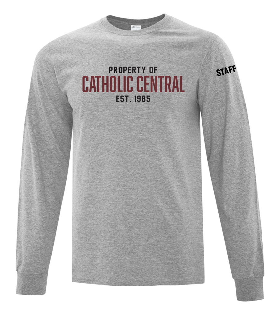 Catholic Central Adult Cotton Long Sleeve with Printed Logo