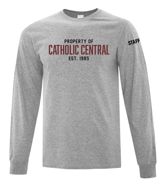 Catholic Central Adult Cotton Long Sleeve with Printed Logo