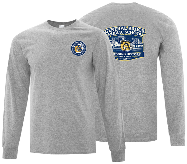 General Brock Public School Adult Cotton Long Sleeve with Printed Front & Back Logos