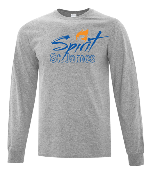 St. James Youth Cotton Long Sleeve with Printed Logo