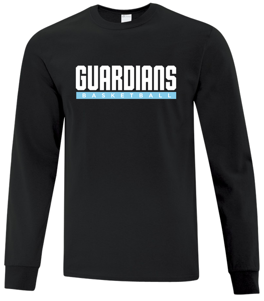 Guardians Basketball Block Letters Youth Cotton Long Sleeve with Printed Logo