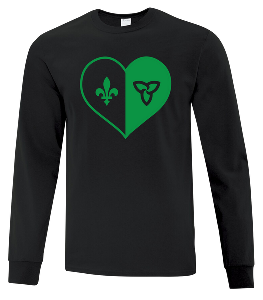 "Franco-Ontarian Heart" Youth Cotton Long Sleeve with Printed Logo