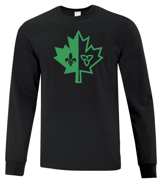 "Franco-Ontarian Maple Leaf" Youth Cotton Long Sleeve with Printed Logo