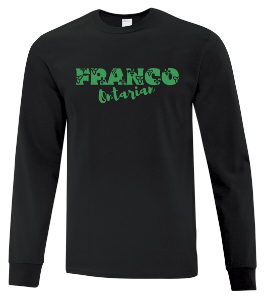 "Franco Script Ontarian" Adult Cotton Long Sleeve with Printed Logo