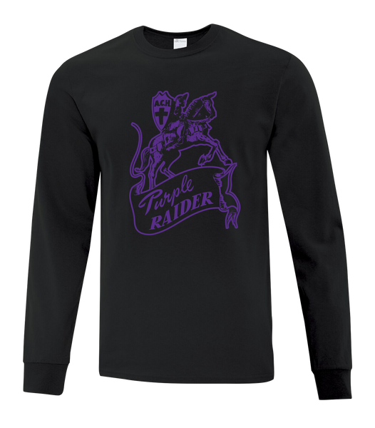 "Assumption Purple Raiders" Adult Cotton Long Sleeve with Printed Logo