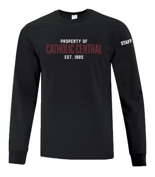 Catholic Central Adult Cotton Long Sleeve with Printed Logo
