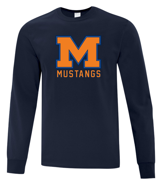 Vincent Massey Mustangs Adult Cotton Long Sleeve with Printed Logo