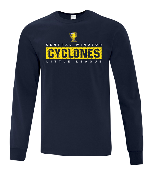 Cyclones Adult Cotton Long Sleeve with Printed Logo