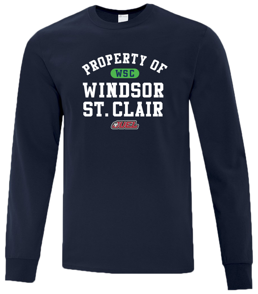 Property of Windsor St. Clair Basketball Adult Cotton Long Sleeve with Printed Logo