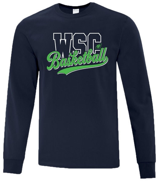 WSC Basketball Script Adult Cotton Long Sleeve with Printed Logo
