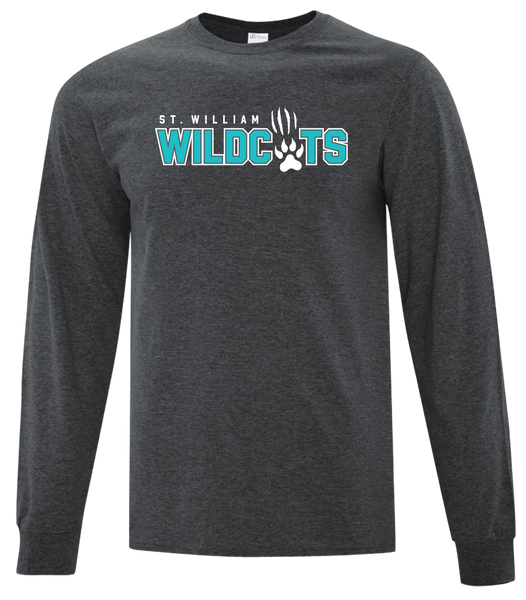 St. William Wildcats Adult Cotton Long Sleeve with Printed Logo