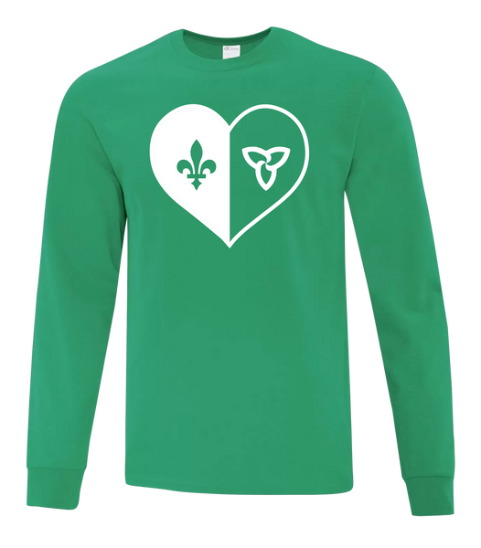 "Franco-Ontarian Heart" Youth Cotton Long Sleeve with Printed Logo