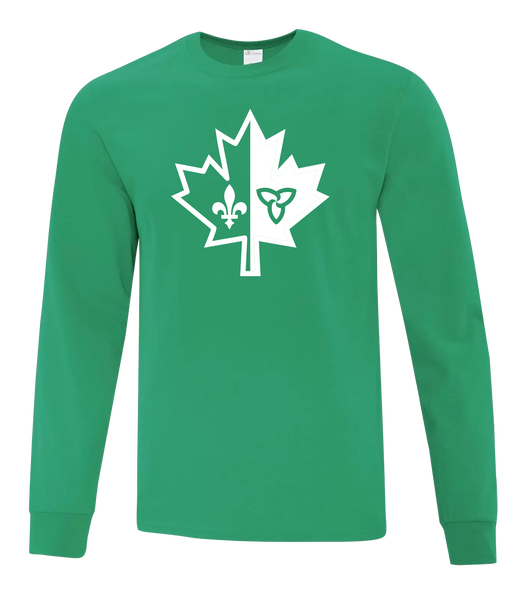 "Franco-Ontarian Maple Leaf" Adult Cotton Long Sleeve with Printed Logo