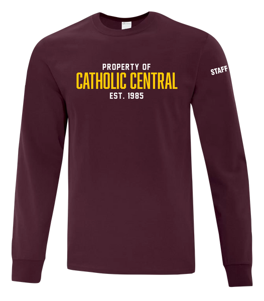 Catholic Central Adult Cotton Long Sleeve with Printed Logo