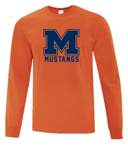 Vincent Massey Mustangs Adult Cotton Long Sleeve with Printed Logo