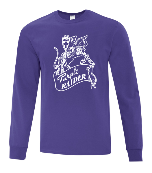 "Assumption Purple Raiders" Adult Cotton Long Sleeve with Printed Logo