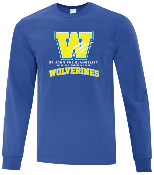 St. John the Evangelist Wolverines Youth Cotton Long Sleeve with Printed Logo
