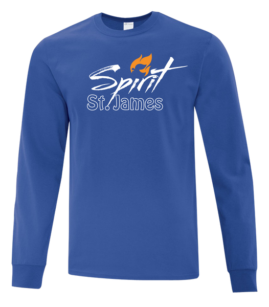 St. James Youth Cotton Long Sleeve with Printed Logo