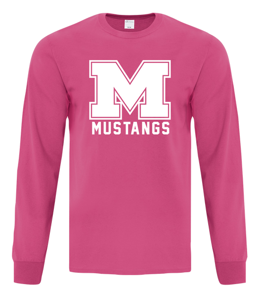 Vincent Massey Mustangs Adult Cotton Long Sleeve with Printed Logo