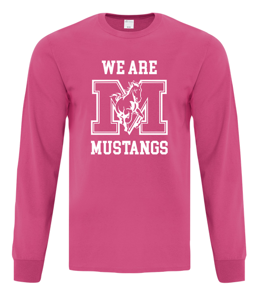 "We Are Mustangs" Vincent Massey Adult Cotton Long Sleeve with Printed Logo